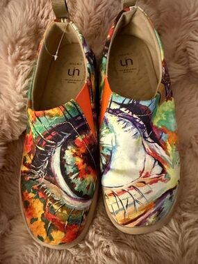 Women’s Colorful Watercolor Eye Slip-On Mules in Multi
